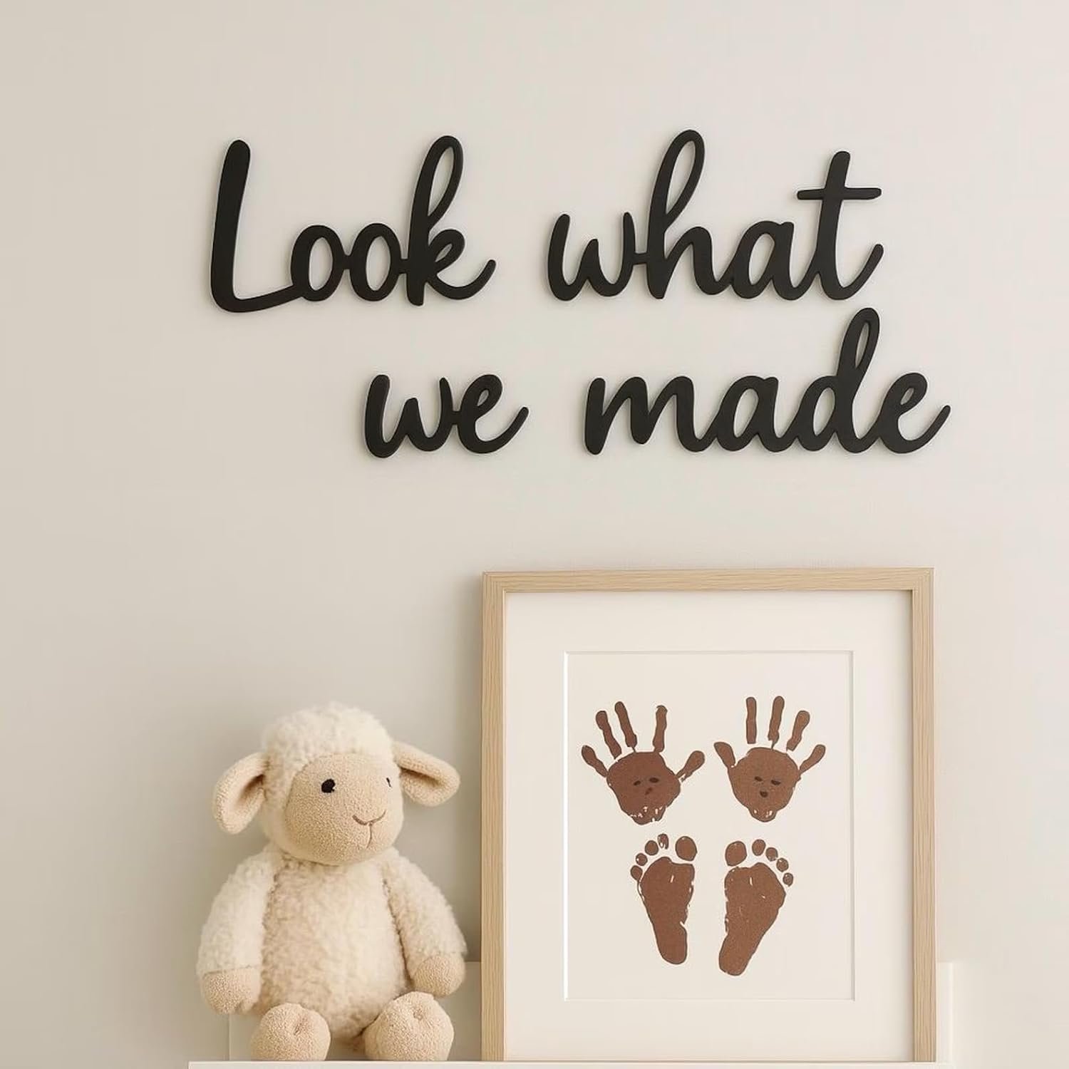 Handmade Wooden "Look What We Made" Wall Sign – Baby Nursery Decor