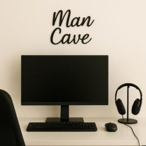 Man Cave Wooden Wall Sign – Plywood Cursive Lettering