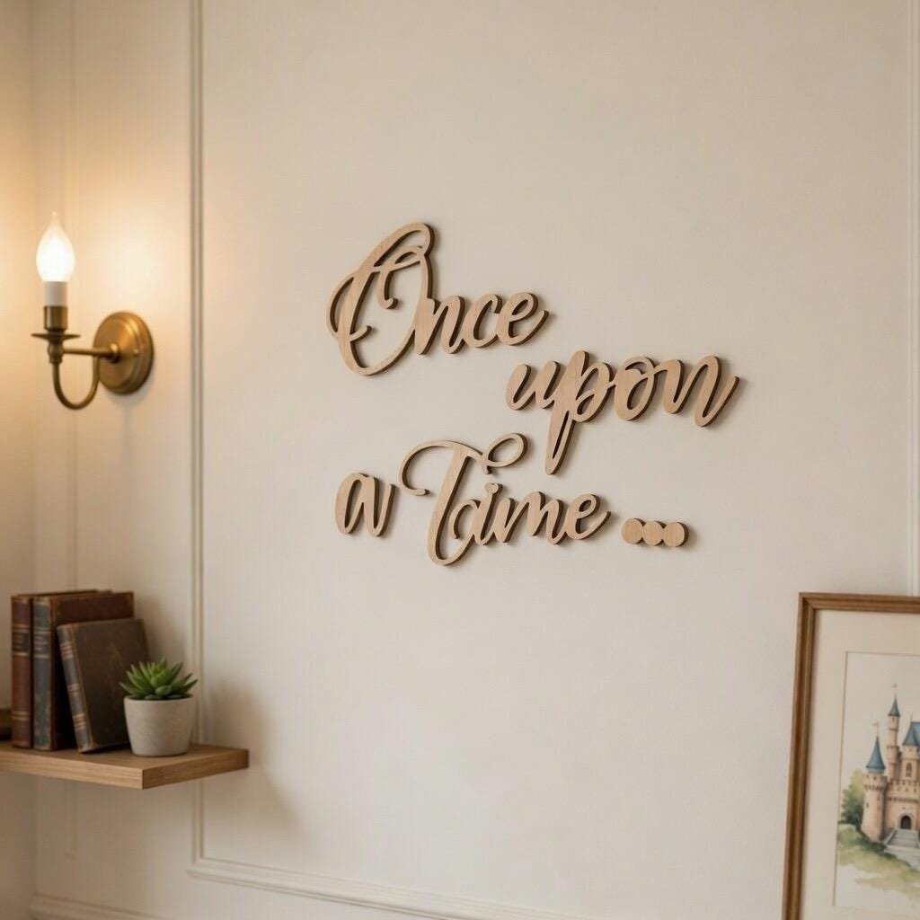 Once Upon a Time Wooden Wall Sign – Storybook Nursery Quote – Plywood Wall Art – Kids Room Decor - Image 3