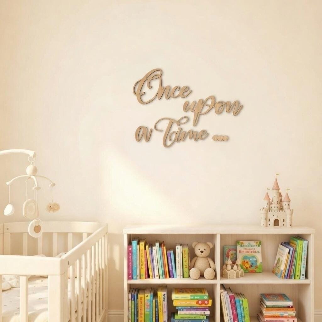Once Upon a Time Wooden Wall Sign – Storybook Nursery Quote – Plywood Wall Art – Kids Room Decor - Image 2