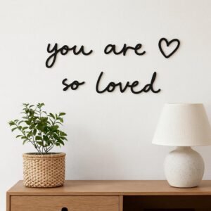 You Are So Loved – Wooden Wall Sign • Plywood Nursery Decor, Scandinavian Kids Room Art