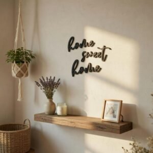 Home Sweet Home Wooden Wall Sign • Plywood Wall Decor • Rustic Modern Home Sign • Entryway Wall Art • Black White Natural Sign