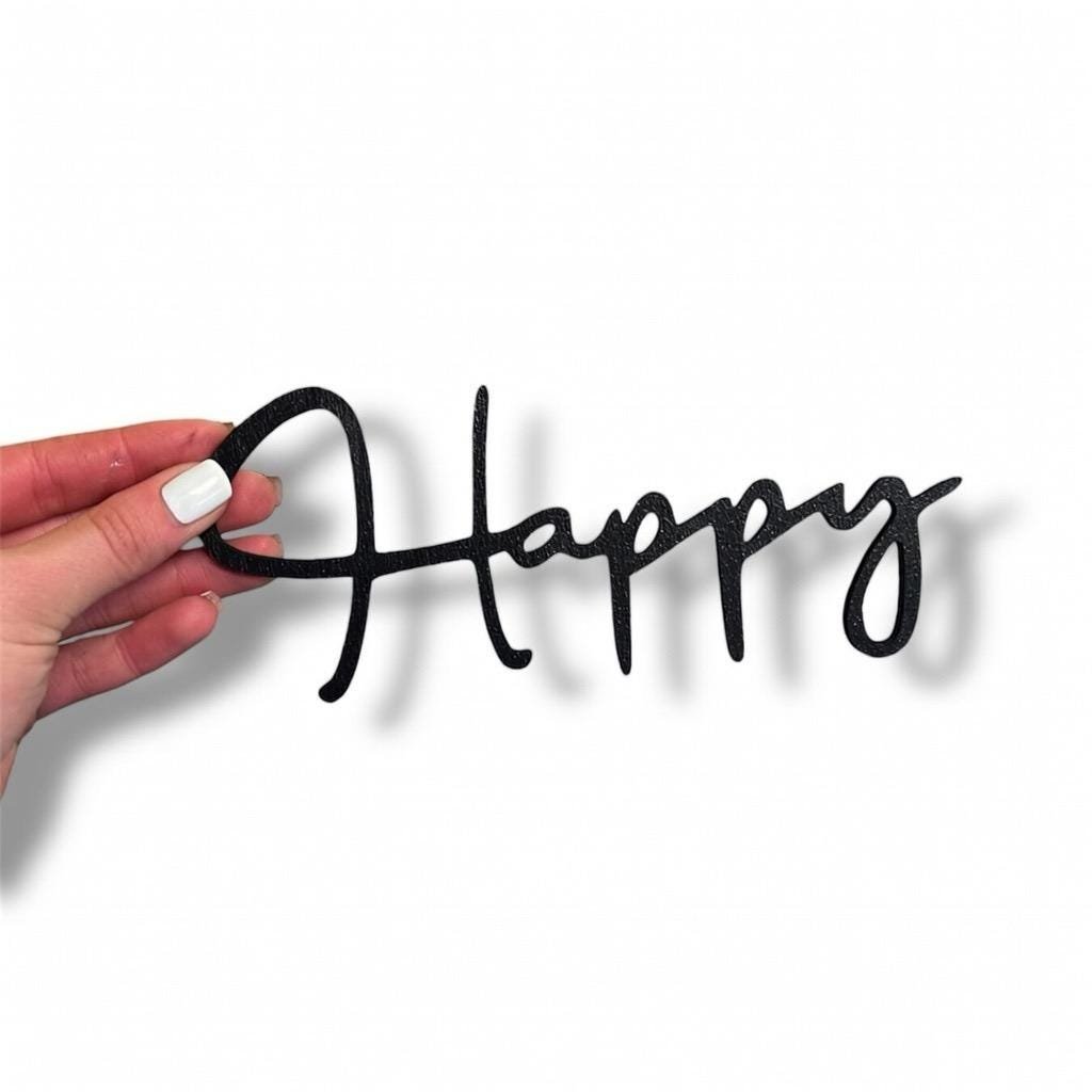 Our Happy Place Wooden Wall Sign • Plywood Home Decor • Living Room Wall Art • Modern Rustic Sign • Black White Natural Wall Hanging - Image 5
