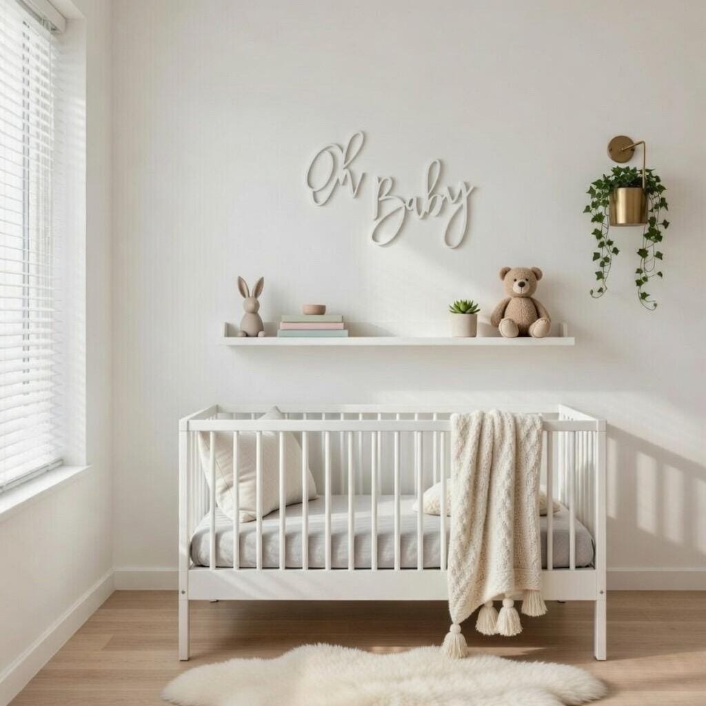 Oh Baby Wooden Wall Sign • Plywood Nursery Decor • Baby Room Wall Art • Scandinavian Nursery Sign • Black White Natural Wall Hanging - Image 4