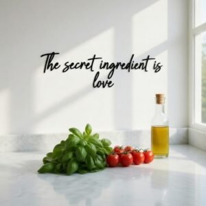 The Secret Ingredient Is Love Wooden Wall Sign – Kitchen Quote – Plywood Wall Art – Cosy Cooking Decor