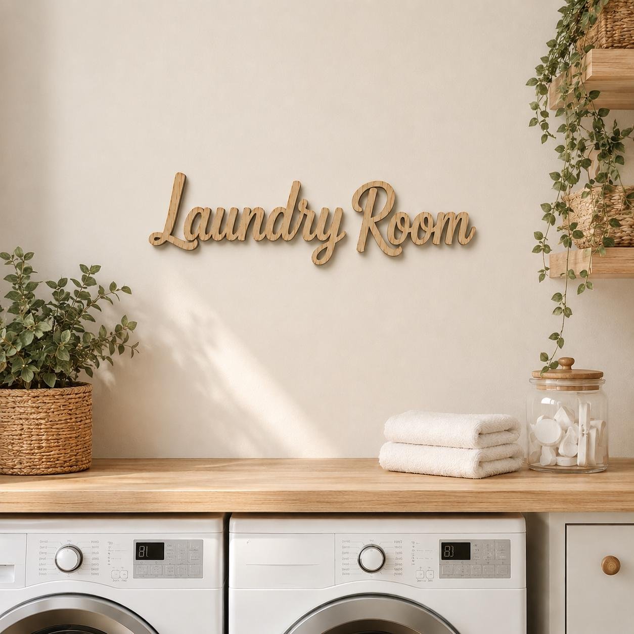 Custom Wooden Name Sign • Personalised Plywood Wall Decor • Custom Script Word Sign • Nursery Home Decor • Black White Natural. - Image 7