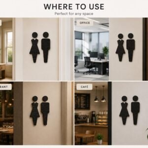 Wooden Toilet Sign | Plywood Restroom Symbols | Minimalist WC Door Sign | Black, White or Natural Colour | Scandi Bathroom Decor