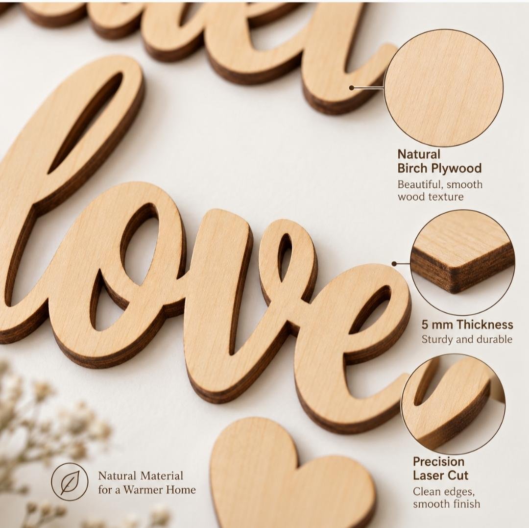 The Secret Ingredient Is Love Wooden Kitchen Sign – Plywood Wall Decor – Black White Natural Colours – Rustic Dining Room Quote Sign - Image 6