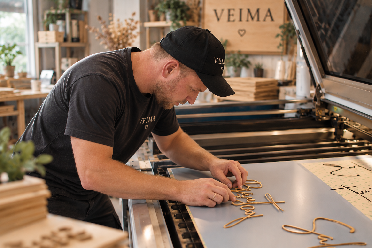 Mihail making a personalised VEIMA sign