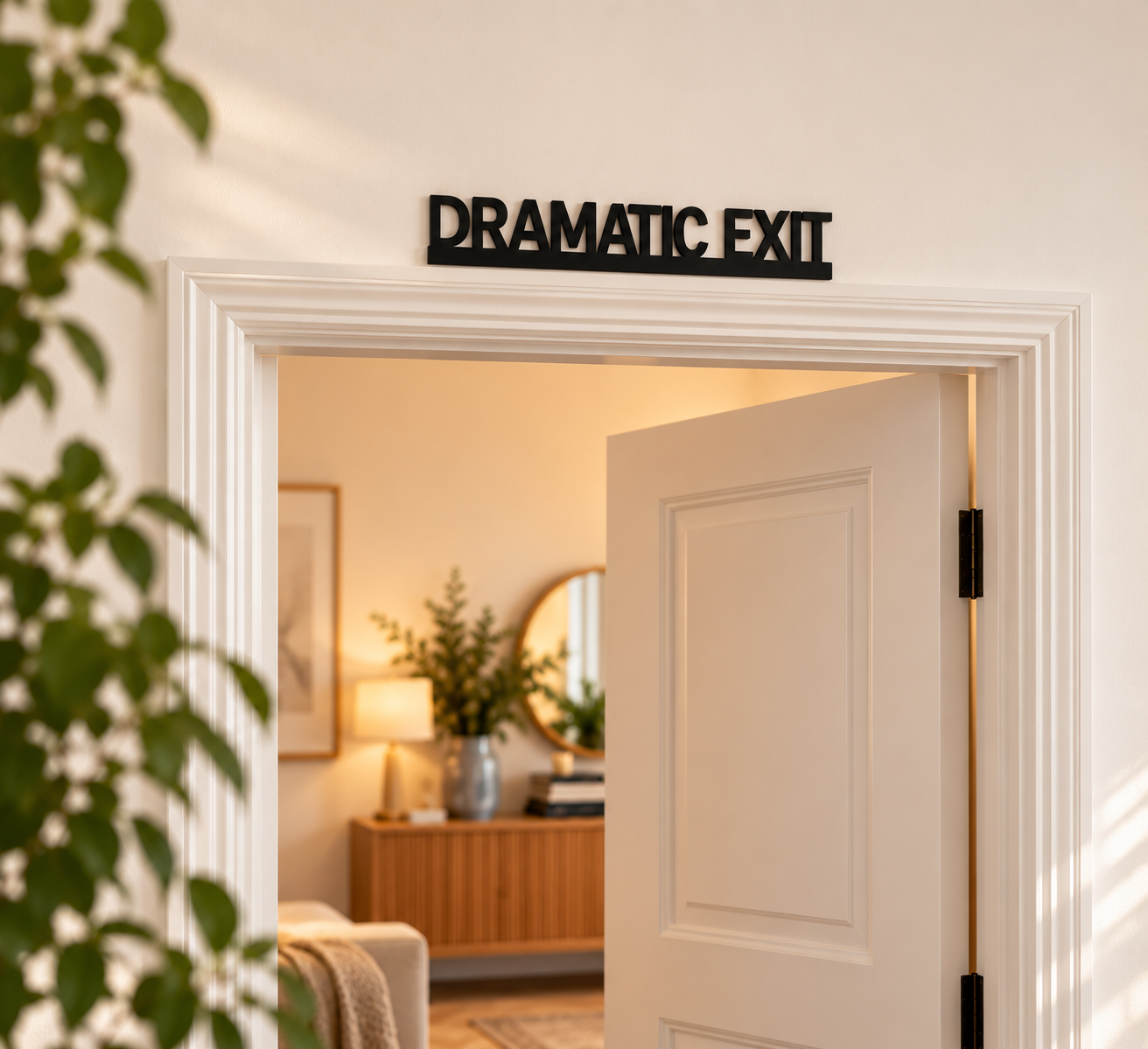 Dramatic Exit Wooden Sign